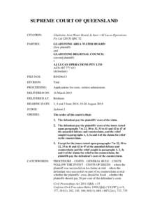 SUPREME COURT OF QUEENSLAND CITATION: Gladstone Area Water Board & Anor v AJ Lucas Operations Pty Ltd[removed]QSC 52