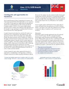 How CETA Will Benefit Opening New Markets in Europe Creating Jobs and Opportunities for Canadians Manitoba