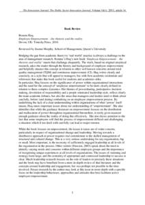 The Innovation Journal: The Public Sector Innovation Journal, Volume 16(1), 2011, article 14.  Book Review Rosana Huq. Employee Empowerment – the rhetoric and the reality. Devon, UK: Triarchy Press, 2010.