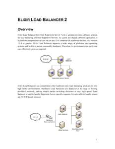 ELIXIR LOAD BALANCER 2 Overview Elixir Load Balancer for Elixir Repertoire Server[removed]or greater provides software solution for load balancing of Elixir Repertoire Servers. As a pure Java based software application, it