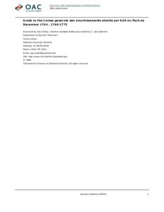 http://oac.cdlib.org/findaid/ark:/13030/tf5x0nb1cd No online items Guide to the Caisse generale des amortissements etablie par Edit du Mois de Decembre 1764 , [removed]Processed by Sara Timby; machine-readable finding a