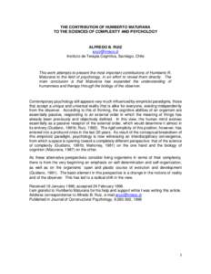 Cybernetics / Ethology / Autopoiesis / Humberto Maturana / Maturana / Self-organization / Awareness / System / Biology / Systems theory / Science / Systems science
