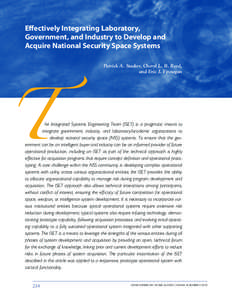 Effectively Integrating Laboratory, Government, and Industry to Develop and Acquire National Security Space Systems Patrick A. Stadter, Cheryl L. B. Reed, and Eric J. Finnegan