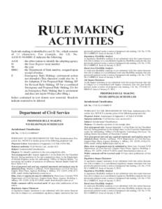 RULE MAKING ACTIVITIES Each rule making is identified by an I.D. No., which consists of 13 characters. For example, the I.D. No. AAM[removed]E indicates the following: