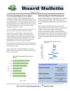 August 22, 2014  Tourism Spending Increases Again DSS Exceeding NC FAST Benchmarks