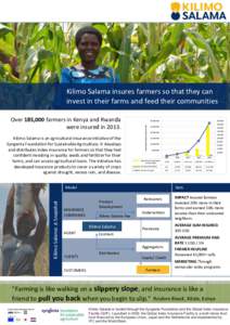 Kilimo Salama insures farmers so that they can invest in their farms and feed their communities Kilimo Salama is an agricultural insurance initiative of the Syngenta Foundation for Sustainable Agriculture. It develops an