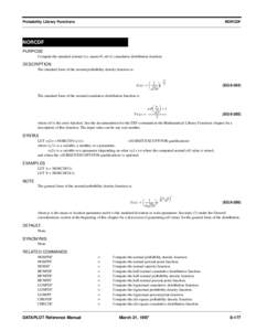 Probability Library Functions  NORCDF NORCDF PURPOSE