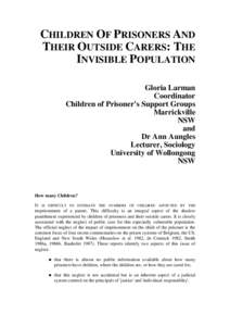 Children of prisoners and their outside carers : the invisible population