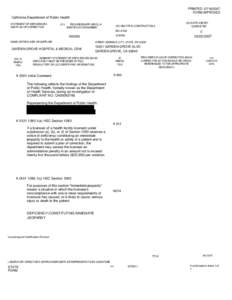 PRINTED: [removed]FORM APPROVED California Department of Public Health STATEMENT OF DEFICIENCIES AND PLAN OF CORRECTION