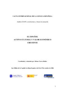 I ACTA INTERNACIONAL DE LA LENGUA ESPAÑOLA  Análisis DAFO, conclusiones y líneas de actuación