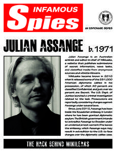 Spies INFamous An Espionage Series  Julian Assange b.1971