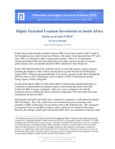 Plutonium Highly Enriched Uranium 2015 Plutonium