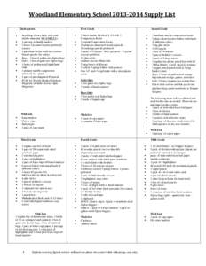 Woodland Elementary School[removed]Supply List Kindergarten •