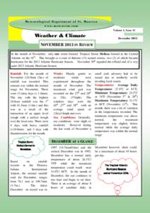 Meteorological Department of St. Maarten www.meteosxm.com Volume 1, Issue 11 Weather & Climate