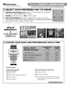 Pikes Peak Center / Colorado Springs /  Colorado / Season ticket / Theater / Mezzanine / Colorado counties / Tickets / Colorado