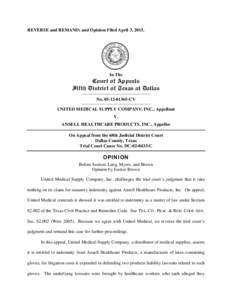 REVERSE and REMAND; and Opinion Filed April 3, S In The  Court of Appeals