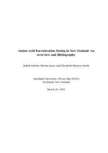 Amino Acid Racemization Dating in New Zealand: An overview and Bibliography