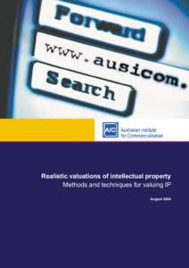 Microsoft Word - Cover for Realistic Valuations of IP1.doc