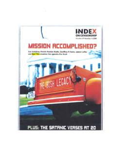 INDEX ON CENSORSHIP Volume 37 Number[removed]MISSION ACCOMPLISHED? Eric Lichtblau, Patrick Radden Keefe, Geoffrey R Stone, Jameel Jaffer