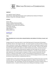 Mass deacidification / Preservation / Equilibrium chemistry / Chemical compounds / Hydrolysis / Aluminium / Alum / Magnesium / Salt / Chemistry / Chemical elements / Reducing agents