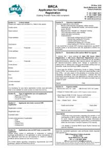 Application for Cabling Registration