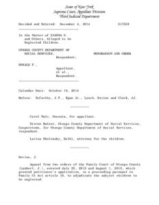 State of New York Supreme Court, Appellate Division Third Judicial Department Decided and Entered: December 4, 2014 ________________________________