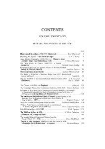 CONTENTS VOLUME TWENTY-SIX ARTICLES AND NOTICES IN THE TEXT