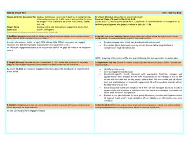 [removed]Project Plan Provincial Hoshin Connected To: Deploy a Continuous Improvement System, including training, infrastructure across the health system with an initial focus on the surgical value stream and 3P within FH