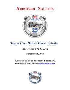 American Steamers  Steam Car Club of Great Britain BULLETIN No. 12 November 8, 2013