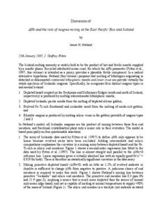 Discussion of  ΔNb and the role of magma mixing at the East Pacific Rise and Iceland by James H. Natland 25th January 2007, J. Godfrey Fitton