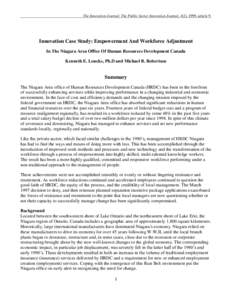 Buffalo – Niagara Falls metropolitan area / Social psychology / Human Resources Development Canada / Organizational culture / Niagara Falls /  New York / Niagara Falls /  Ontario / Niagara Falls / Job creation program / Knowledge worker / Human resource management / Management / Organizational behavior