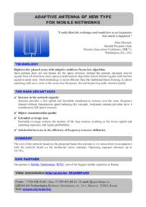 ADAPTIVE ANTENNA OF NEW TYPE FOR MOBILE NETWORKS 