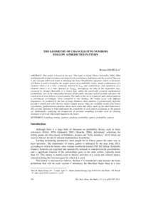 THE GEOMETRY OF CHANCE:LOTTO NUMBERS FOLLOW A PREDICTED PATTERN Renato GIANELLA1 ABSTRACT: This article is based on the text “The Ludic in Game Theory”(Gianella, With mathematically formal treatment introduced