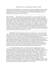 Frank Farmer’s notes - transcribed by J. Eastman[removed]Editor’s Note: This information was transcribed verbatim from crumbling, faded papers found in the lab trailer in summer[removed]Be cautious when using these 