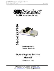 Model SRV930 Series Medium Capacity Counter Top Scale Operating and Service Manual - S/N 1132+ Part No.: MANSRV930_141208 S Model SRV930