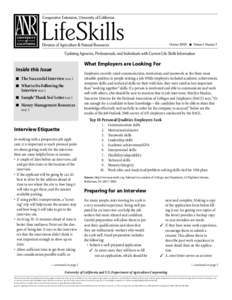 What Employers are Looking For Inside this Issue  The Successful Interview PAGE 2