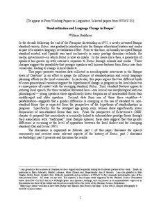 [To appear in Penn Working Papers in Linguistics. Selected papers from NWAV 33.] Standardization and Language Change in Basque1 William Haddican