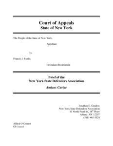 Court of Appeals State of New York The People of the State of New York, Appellant  vs.