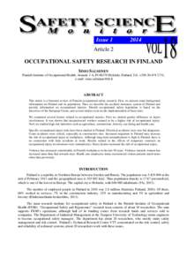 IssueArticle 2 OCCUPATIONAL SAFETY RESEARCH IN FINLAND