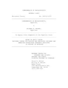 COMMONWEALTH OF MASSACHUSETTS APPEALS COURT Worcester County No[removed]P-0375