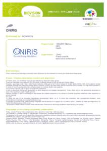 ONIRIS Endorsed by: BIOVISION Project holder : VINCENT Mathieu CEO Health Organization :