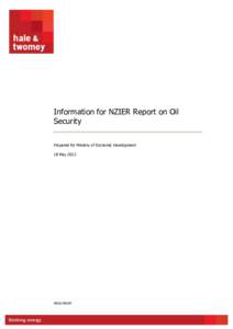 Information for NZIER Report on Oil Security