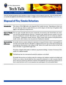 Tech Talk Vol 1, No. 2 (December 2009): Disposal of Fire/Smoke Detectors