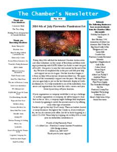 The Chamber’s Newsletter Thank you New Members