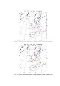 Fig.1. RST: RMS of innovations and analysis residuals for each GPS station. (Summer period)  Fig.2. GST: RMS of innovations and analysis residuals for each GPS station. (Summer period) Fig.3. RST: RMS of humidity analys