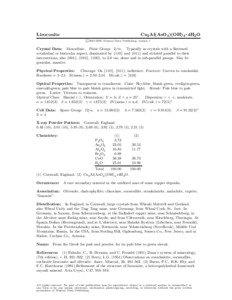 Liroconite  Cu2 Al(AsO4 )(OH)4 • 4H2 O