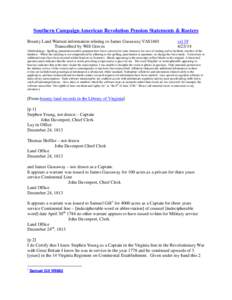 Southern Campaign American Revolution Pension Statements & Rosters Bounty Land Warrant information relating to James Gassaway VAS1601 Transcribed by Will Graves vsl[removed]