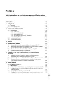 Annex 3 WHO guidelines on variations to a prequaliﬁed product Introduction  96