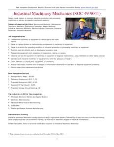 Technicians / Standard Occupational Classification System / New Hampshire / Occupational Outlook Handbook / Outline of industrial machinery / Bicycle mechanic / Technology / Occupations / Mechanic