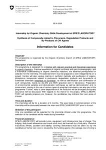 Federal Department of Defence, Civil Protection and Sport DDPS Federal Office for Civil Protection FOCP SPIEZ LABORATORY  Reference: ZAA/LEI[removed]OCInt